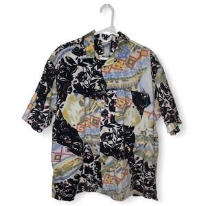 Vtg 90s Gotcha Shirt Mens XXL Hawaiian Collar Abstract Button Short Sleeve EUC